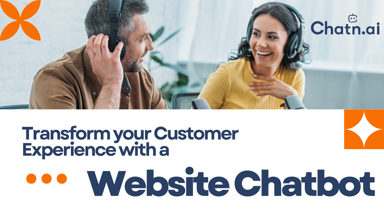 Transform your customer experience with a website chatbot, chatn.ai, two happy people talking